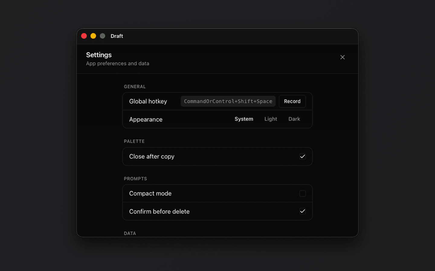Draft — Desktop · Productivity screenshot 2
